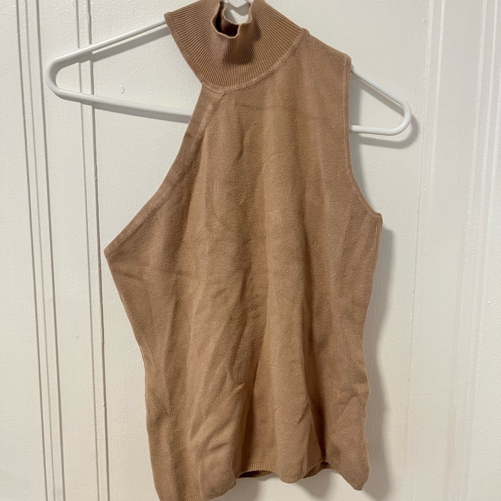 Superdown Beige Ribbed Knit Top